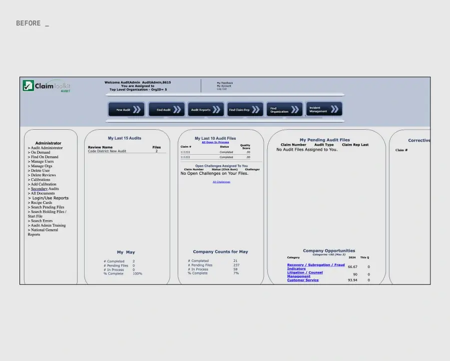 Insurance & Claims legacy system